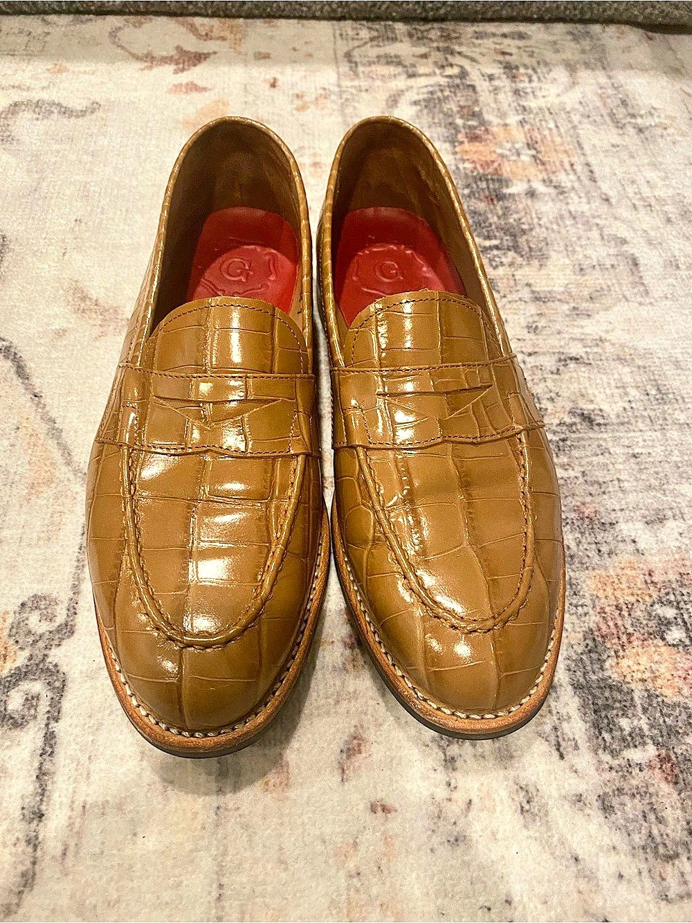 Grenson Women’s Brown Croc-Embossed Loafers